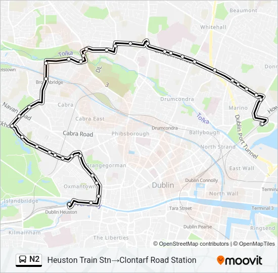 N2 Bus Line Map