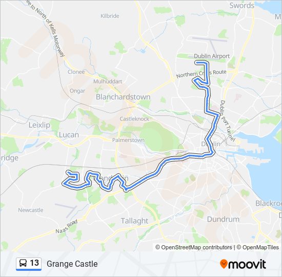 Plan de la ligne 13 de bus