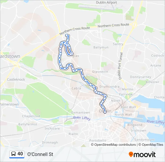 Plan de la ligne 40 de bus