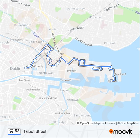 53 bus Line Map