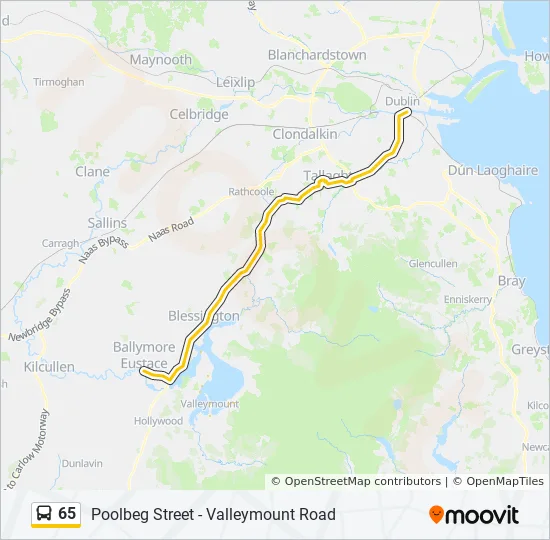 Bus 65 Route Map 65 Route: Schedules, Stops & Maps - Poolbeg Street - Valleymount Road  (Updated)