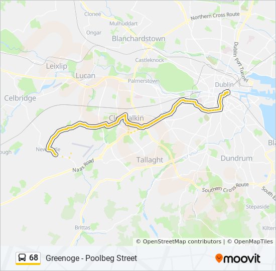 68 Bus Route Map 68 Route: Schedules, Stops & Maps - Greenoge - Poolbeg Street (Updated)