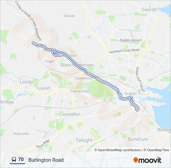 70 Bus Line Map