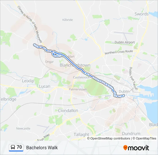 70 Bus Line Map
