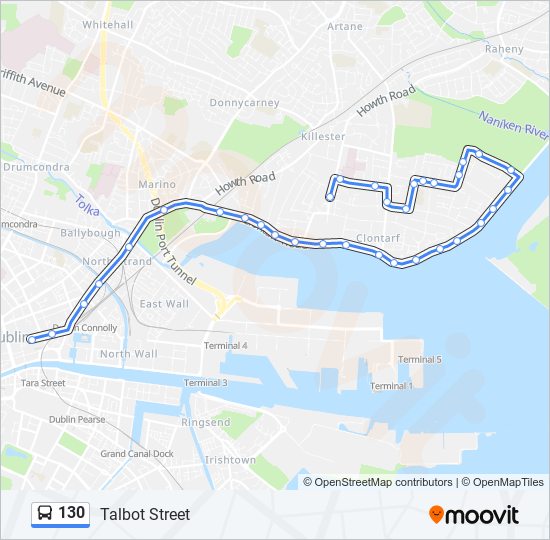 Plan de la ligne 130 de bus