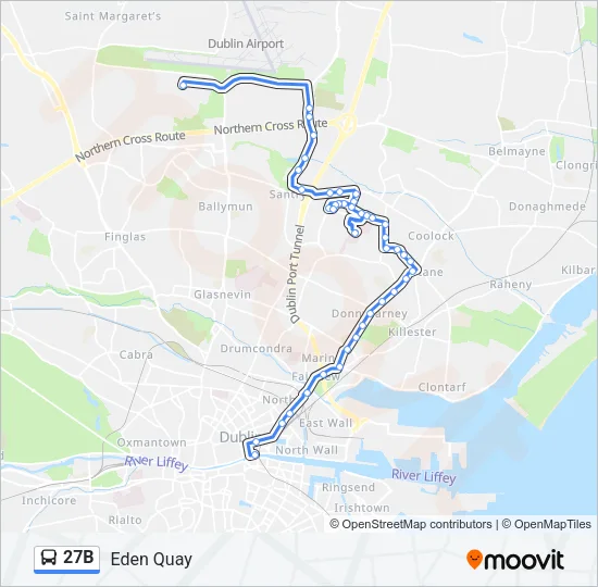 Plan de la ligne 27B de bus