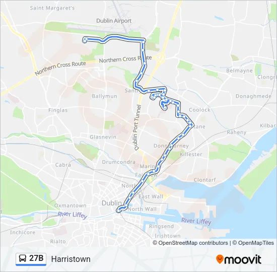 Plan de la ligne 27B de bus