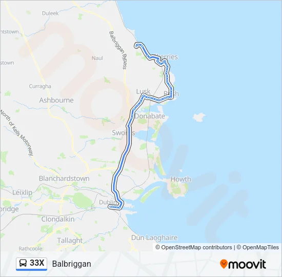 33X Bus Line Map