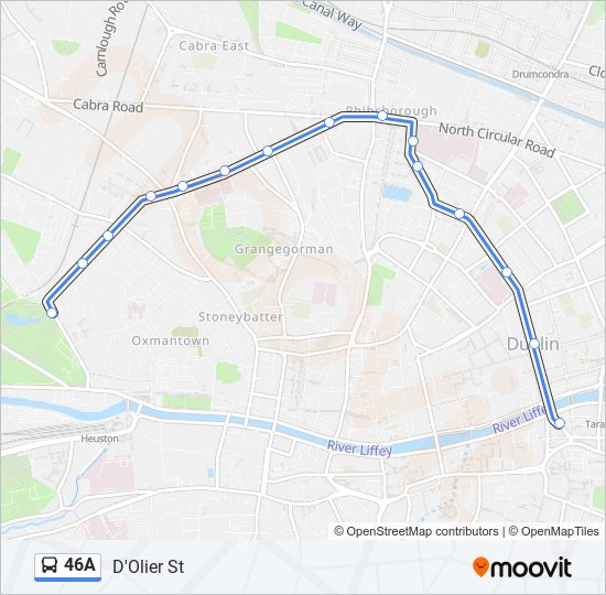 46A bus Line Map