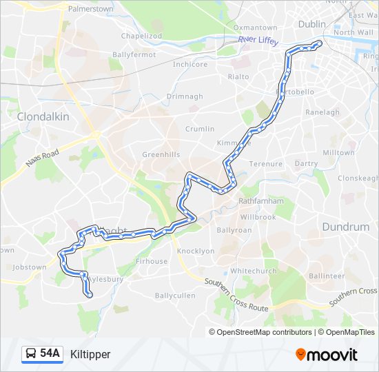 54A bus Line Map