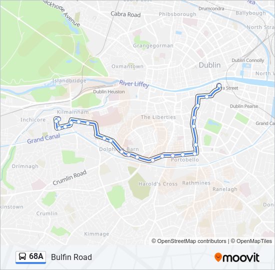 68A bus Line Map