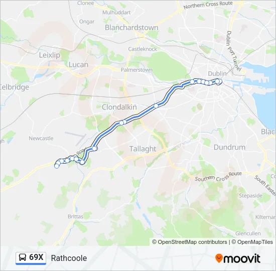 69X Bus Line Map