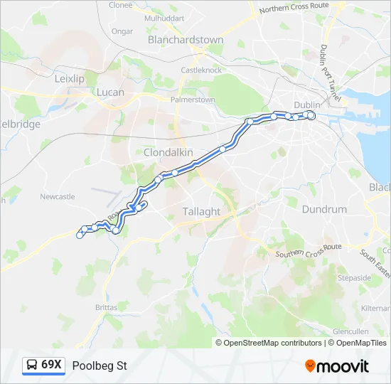 69X Bus Line Map