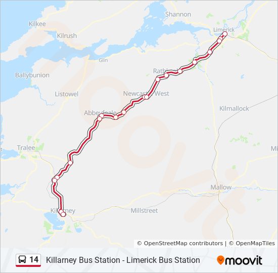 14 Route Schedules, Stops & Maps Killarney Bus Station Limerick