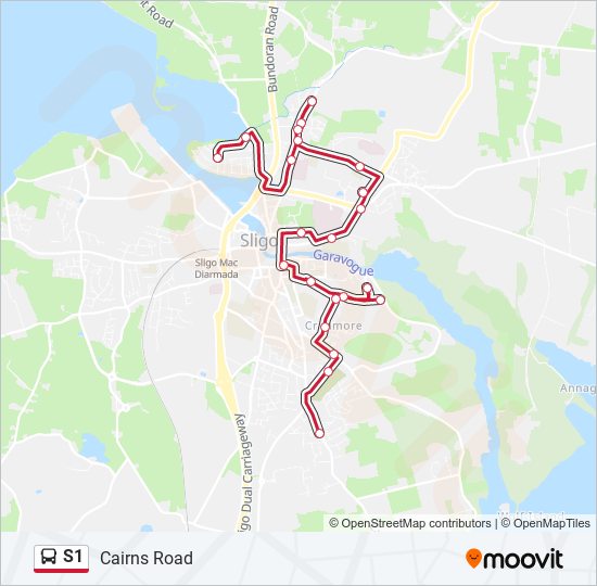 Plan de la ligne S1 de bus