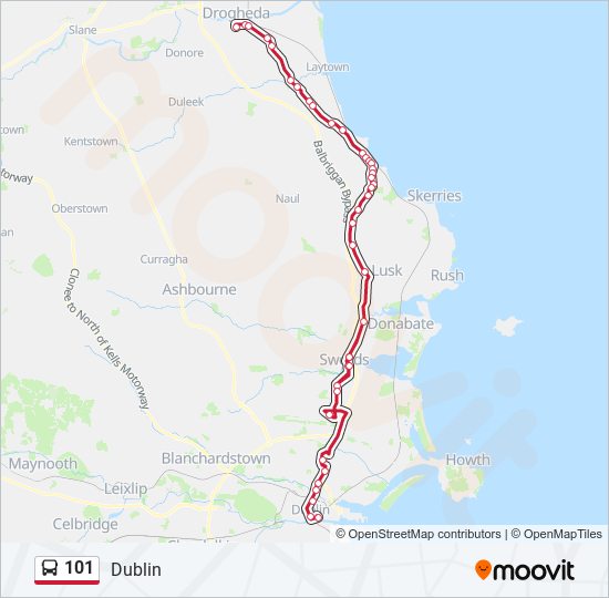 Plan de la ligne 101 de bus