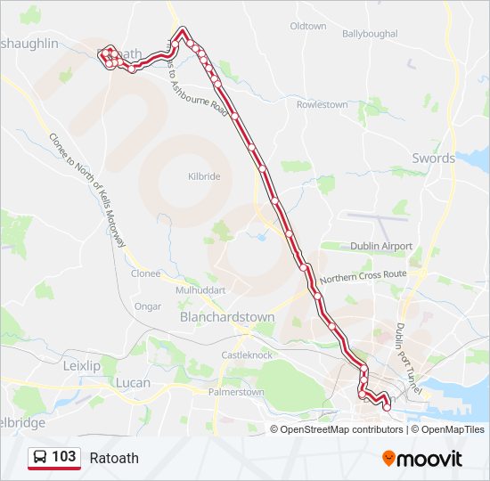 103 bus Line Map