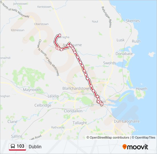 Plan de la ligne 103 de bus