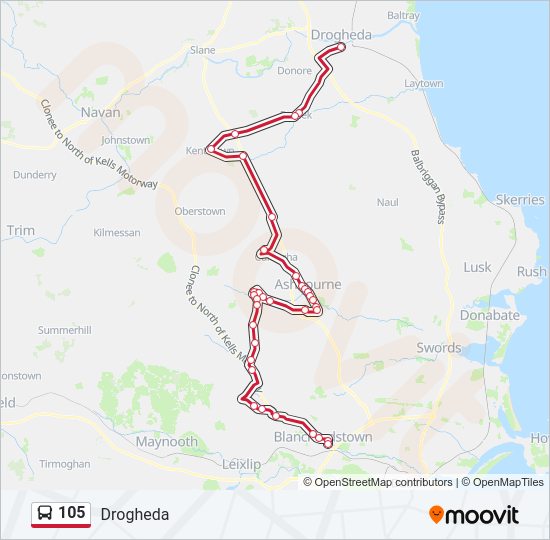 105 bus Line Map