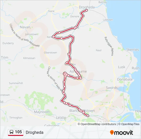 105 Bus Line Map