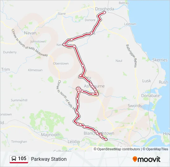 105 Bus Line Map
