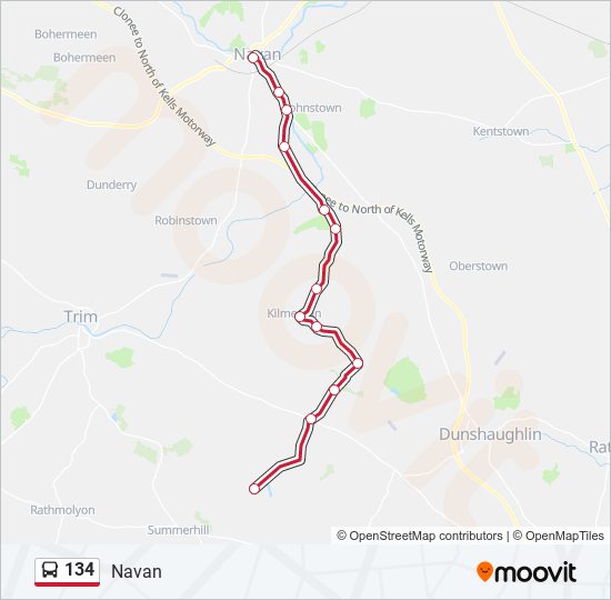 134 bus Line Map