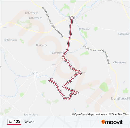 135 bus Line Map