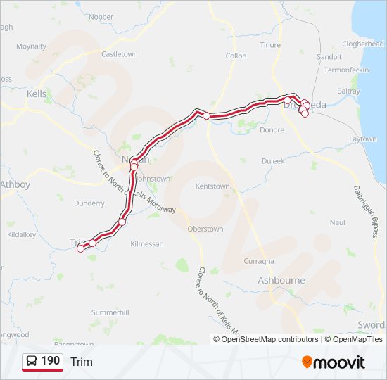 Plan de la ligne 190 de bus