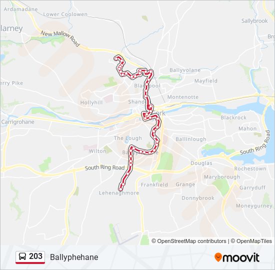 203 bus Line Map