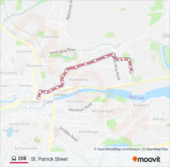 208 Bus Line Map