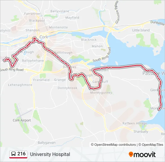 216 Bus Line Map