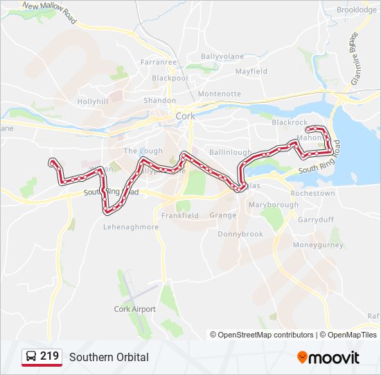 219 bus Line Map