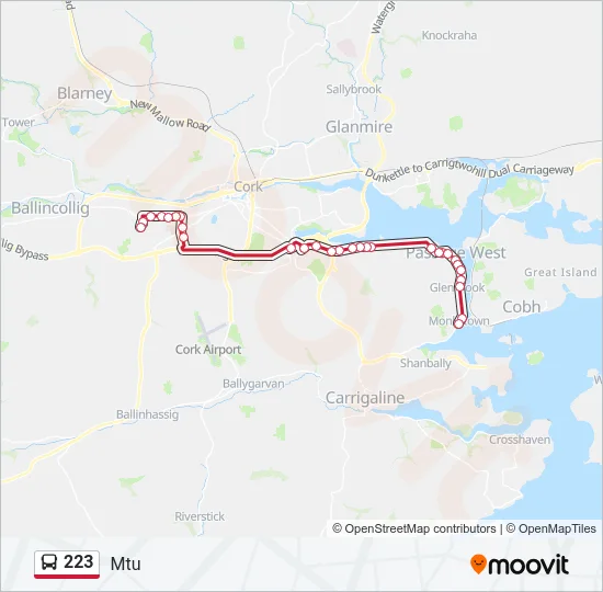 Plan de la ligne 223 de bus