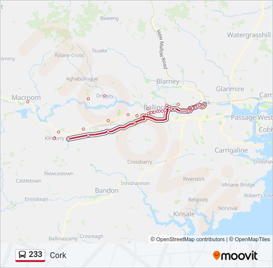 233 bus Line Map