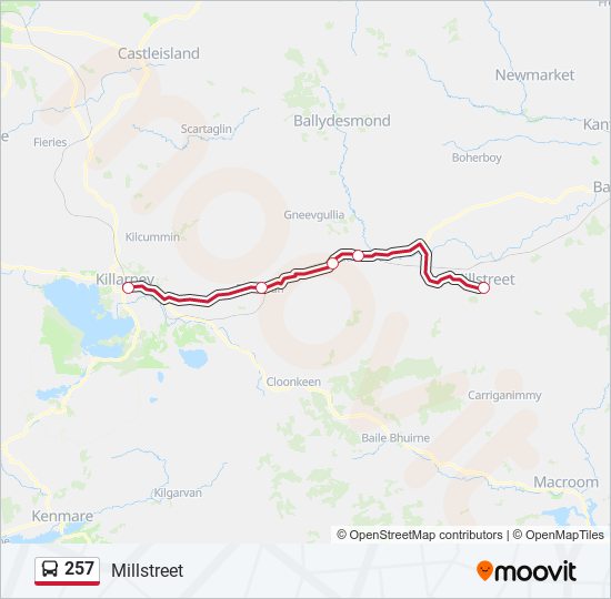 257 bus Line Map