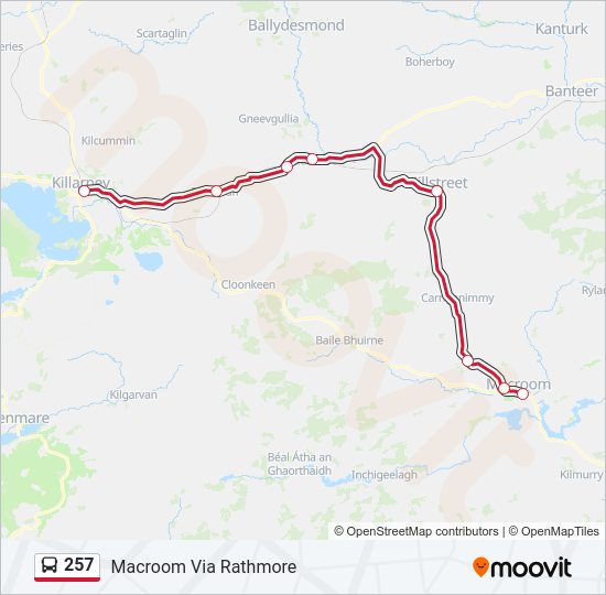 257 bus Line Map