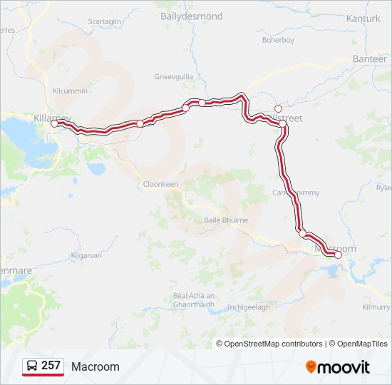 Plan de la ligne 257 de bus