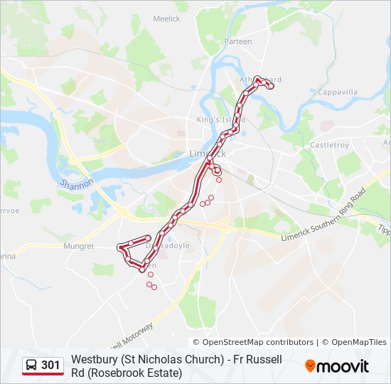 Bus 301 Route Map 301 Route: Schedules, Stops & Maps - Westbury (St Nicholas Church) - Fr  Russell Rd (Rosebrook Estate) (Updated)