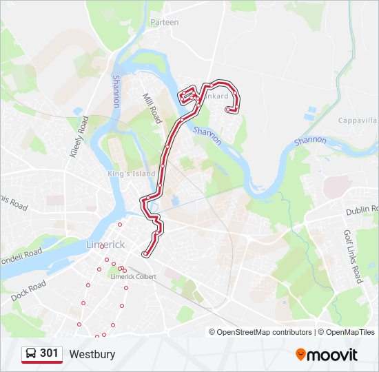 301 Bus Line Map