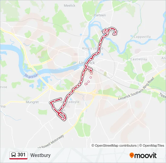 301 Bus Line Map