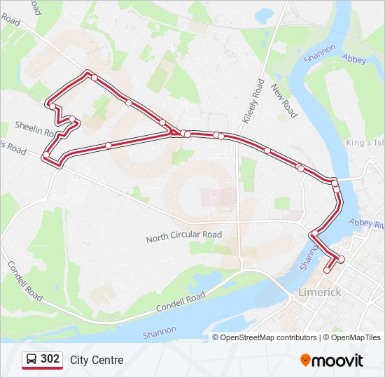 Plan de la ligne 302 de bus