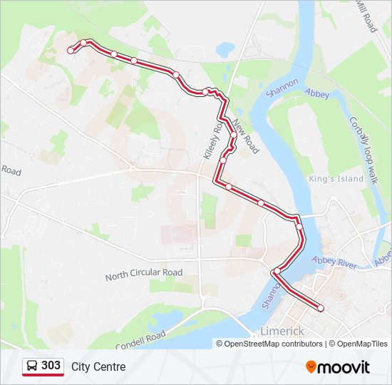 Plan de la ligne 303 de bus