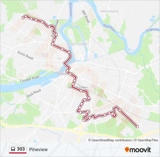 303 Bus Line Map
