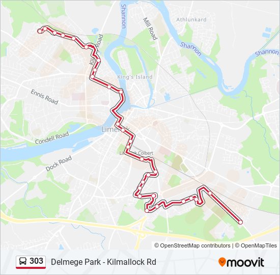 Plan de la ligne 303 de bus