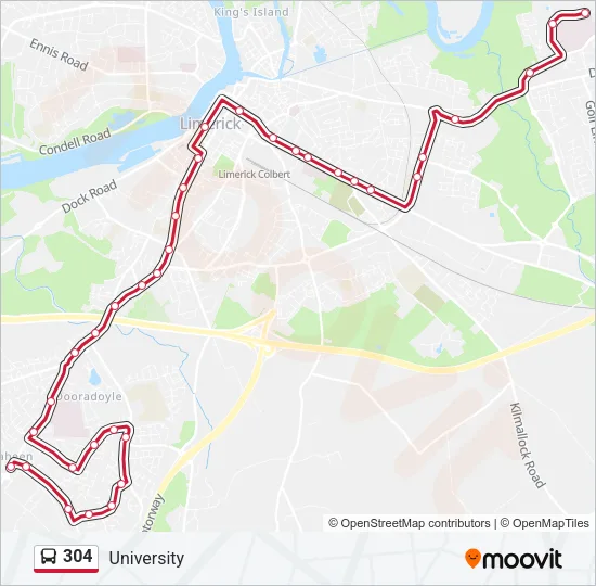 304 Bus Line Map