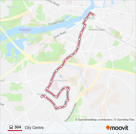 304 bus Line Map