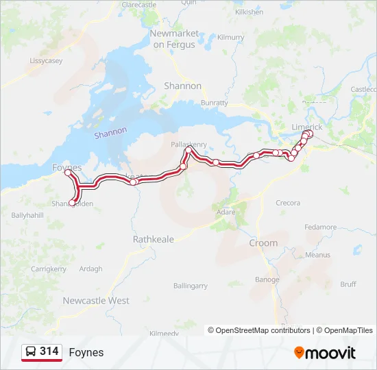 314 Bus Line Map