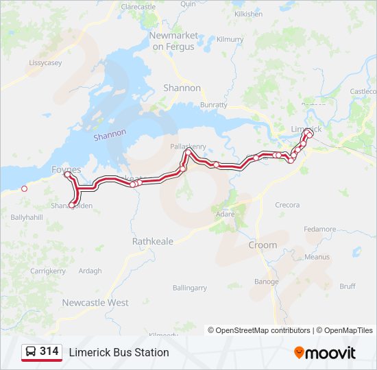 314 Bus Line Map