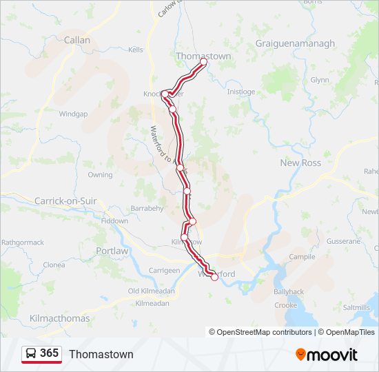 Plan de la ligne 365 de bus