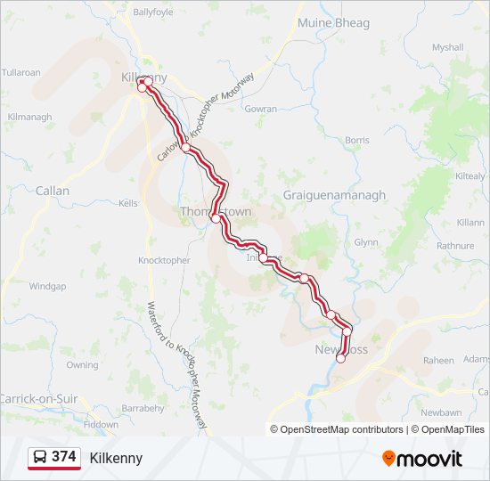 Plan de la ligne 374 de bus